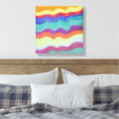 波状の水平ストライプ抽象芸術絵を描 キャンバスプリント (インサイチュ (寝室))