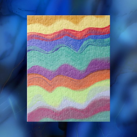 波状の水平ストライプ抽象芸術絵を描 ジグソーパズル