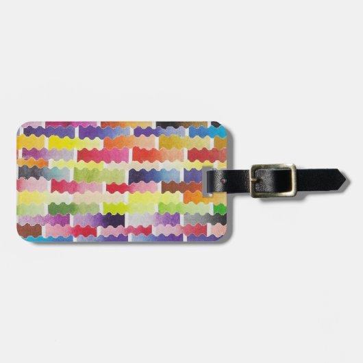 波状の水彩の見本 ラゲッジタグ (正面横)