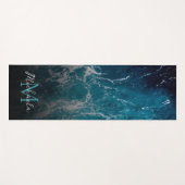 波状の泡状の青い白い海の水抽象芸術モノグラム ヨガマット (正面(横))