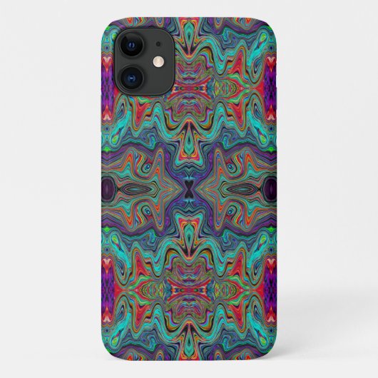 波状の海の泡の緑と赤のトリッピー柄 Case-Mate iPhoneケース (裏面)