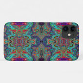 波状の海の泡の緑と赤のトリッピー柄 Case-Mate iPhoneケース (裏面(横))