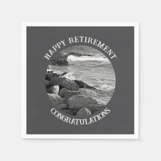 波状の海廃棄パーティーのB&W写真 スタンダードカクテルナプキン