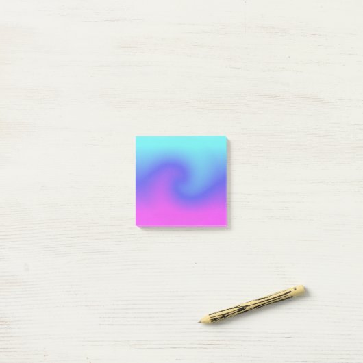 波状の渦巻きピンク紫ブルーアクアカラーフロー ポストイット (デスク上)