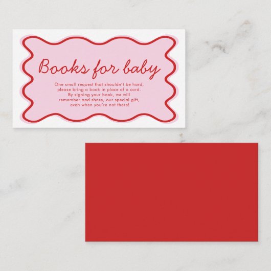 波状の湾曲したピンクと赤の赤い赤いベビー用シャワー本 エンクロージャーカード (正面/裏面)