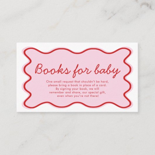 波状の湾曲したピンクと赤の赤い赤いベビー用シャワー本 エンクロージャーカード (正面)