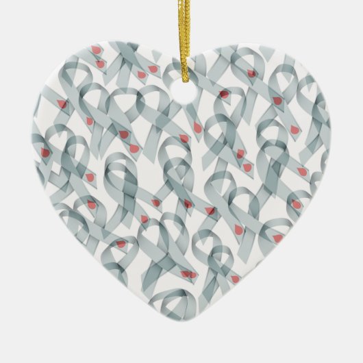 波状の糖尿病のリボン セラミックオーナメント (正面)