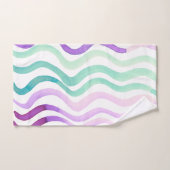 波状の紫と緑の水色の線 バスタオルセット (ハンドタオル)