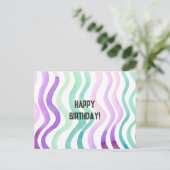 波状の紫と緑の水色の線 ポストカード (スタンド正面)