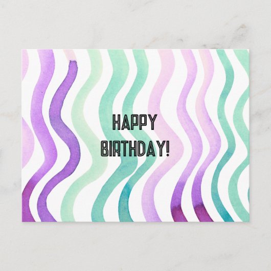 波状の紫と緑の水色の線 ポストカード (正面)