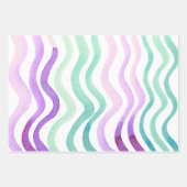 波状の紫と緑の水色の線 ラッピングペーパーシート (正面2)