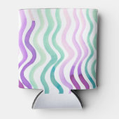 波状の紫と緑の水色の線 缶クーラー (正面)