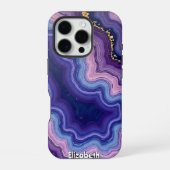 波状の紫瑪瑙と金の輝き iPhoneケース (裏面)