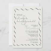 波状の緑色RSVP QRコード結婚s 招待状 (正面)