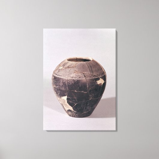 波状の線飾が付いた円光部の花瓶 キャンバスプリント (正面)