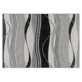 波状の縦ストライプの黒の灰色及び白 カッティングボード (正面)