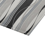 波状の縦ストライプの黒の灰色及び白 カッティングボード (角)