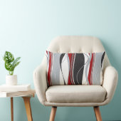 波状の縦ストライプ赤い白黒及び灰色 ランバークッション (椅子)