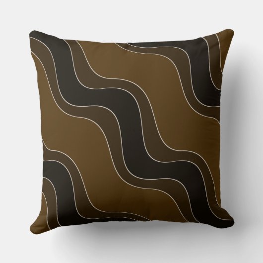 波状の茶色の波紋の線種パターン クッション (裏面)
