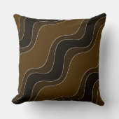 波状の茶色の波紋の線種パターン クッション (正面)