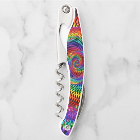 波状の虹の螺線形のコルクせん抜きの栓抜き ソムリエナイフ (正面)