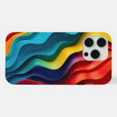 波状の虹色の背景 iPhoneケース (裏面横)