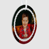 波状の輪郭シンプルの2枚の写真の休日クリスマス オーナメント (正面)