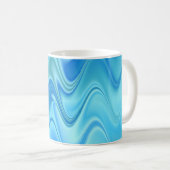 波状の青い抽象画 コーヒーマグカップ (正面右)