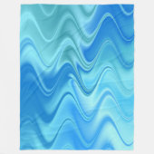 波状の青い抽象画 フリースブランケット (正面)