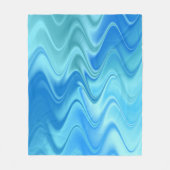 波状の青い抽象画 フリースブランケット (正面)