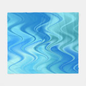 波状の青い抽象画 フリースブランケット (正面(横))