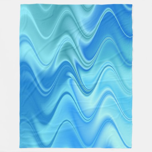 波状の青い抽象画 フリースブランケット (正面)
