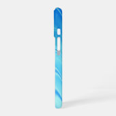 波状の青い抽象画 iPhone 16ケース (左側面)