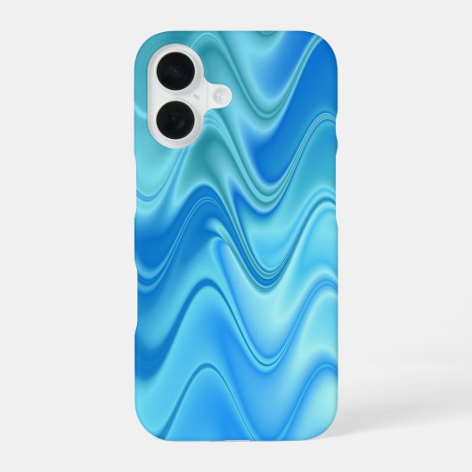 波状の青い抽象画 iPhone 16ケース (裏面)