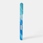波状の青い抽象画 iPhone 16ケース (右側面)