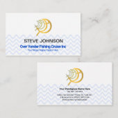 波状の青い水線が魚を泳がせる 名刺 (正面/裏面)