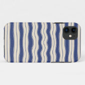 波状の青と白のストライプ Case-Mate iPhoneケース (裏面(横))