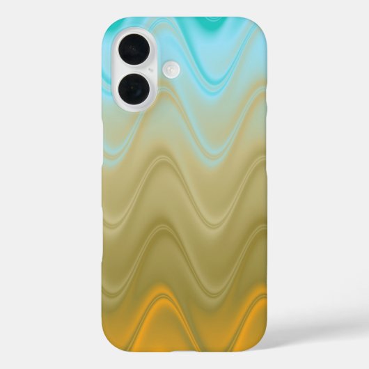 波状の青緑オレンジの抽象画 Case-Mate iPhoneケース (裏面)