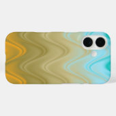 波状の青緑オレンジの抽象画 Case-Mate iPhoneケース (裏面 (横))