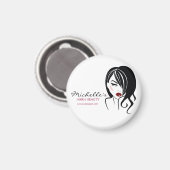 波状の髪をした美しい女の子化粧アイコン マグネット (正面/裏面)