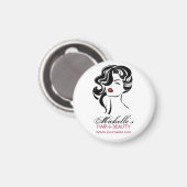 波状の髪をした美しい女の子化粧アイコン マグネット (正面/裏面)