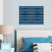 波状ろうけつ染めストライプ銀箔プリント 箔ポスター (インサイチュ (寝室))