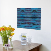 波状ろうけつ染めストライプ銀箔プリント 箔ポスター (レイダウン (キッチン))