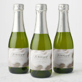 波状アイボリーパーソナライズされた結婚の スパークリングワインラベル (ボトル)