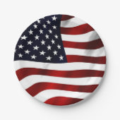 波状アメリカ国旗愛国的な紙皿 ペーパープレート (正面)