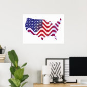 波状アメリカ国旗 ポスター (ホームオフィス)