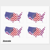 波状アメリカ国旗 長方形シール (シート)