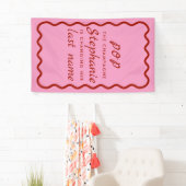 波状エッジのピンクと赤ポップ・アートののシャンパン 横断幕 (インサイチュ)