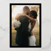 波状エッジモダンレトロ黒い日付を保存実在する 箔招待状 (裏面)