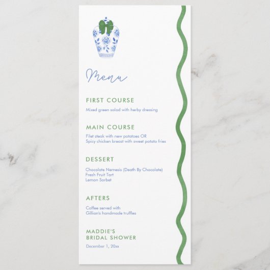 波状エレガント縁クリスマスウェディングシャワー メニュー (正面)